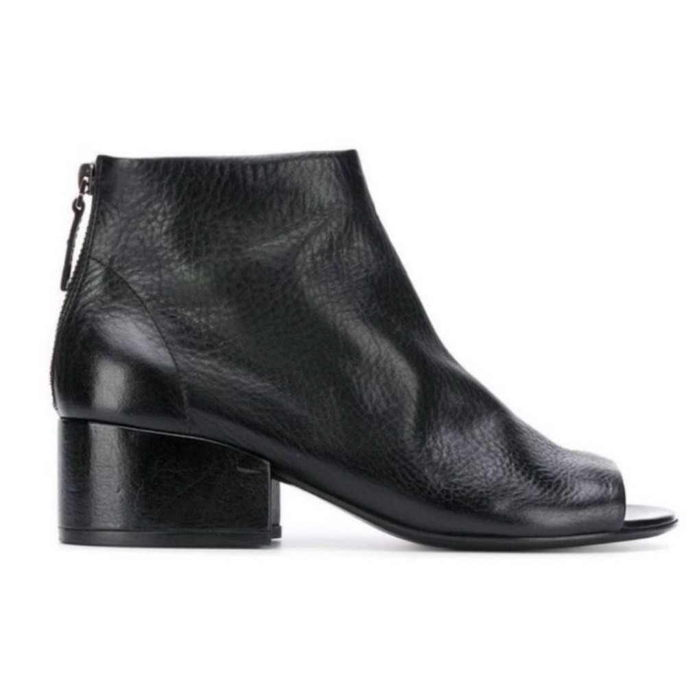 Marsell Open-toe Booties Black Size IT 36/ US 6 Low Block Heel Leather.